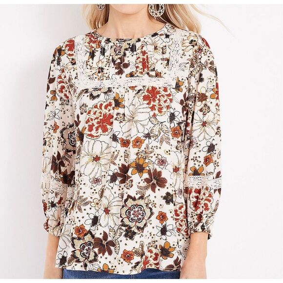 Maurices Floral Lace Trim Blouse size L NWT - Picture 1 of 8